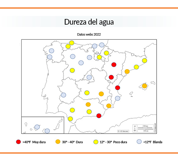 mapa nivel de dureza agua en España
